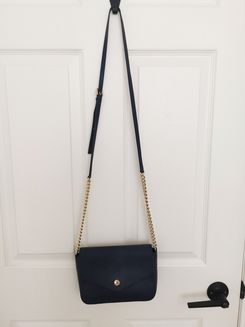 Michael Kors Navy Crossbody with Gold Chain Accent